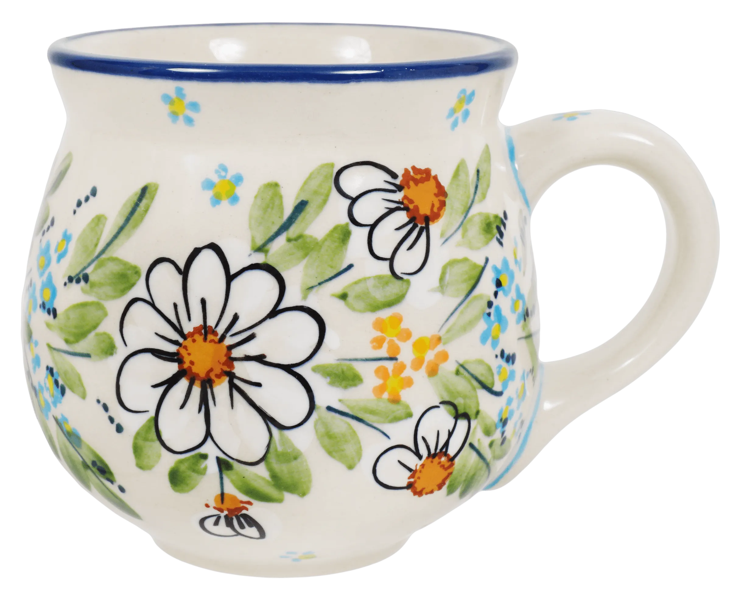 Mug, Belly Mug, 10oz Medium in "Daisy Bouquet" by Manufaktura | K090S-TAB3