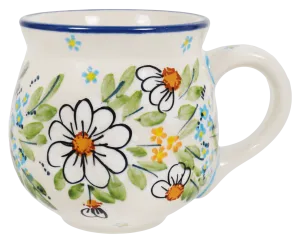 Mug, Belly Mug, 10oz Medium in "Daisy Bouquet" by Manufaktura | K090S-TAB3