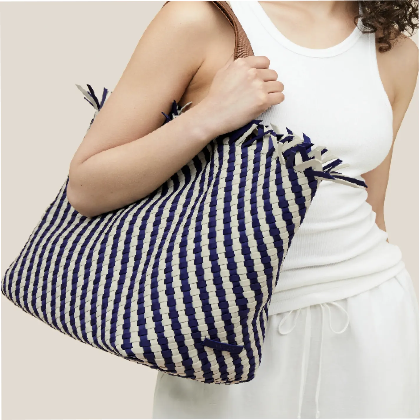 naghedi havana venice striped large tote