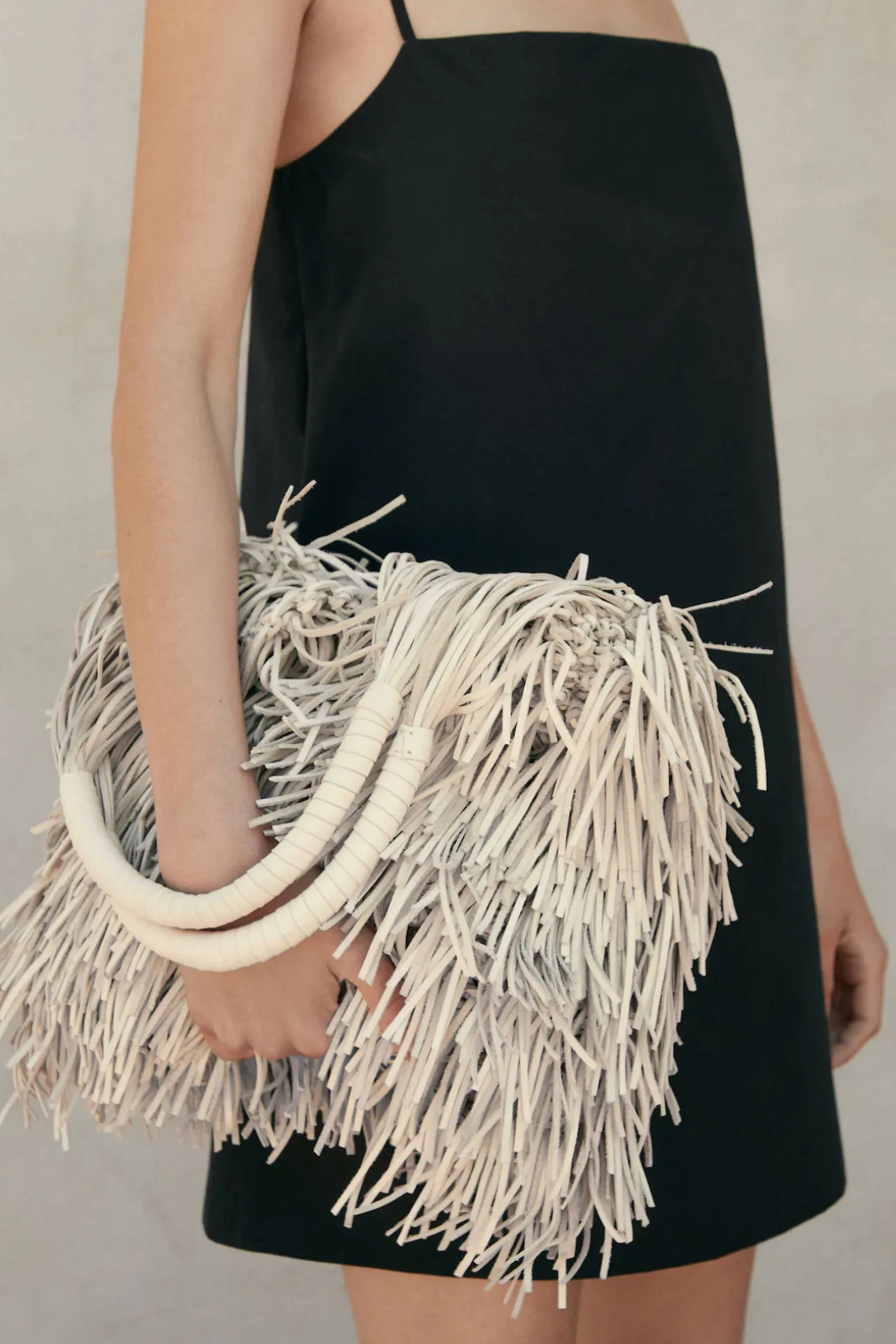 Nappa Leather Bag With Fringe Detail