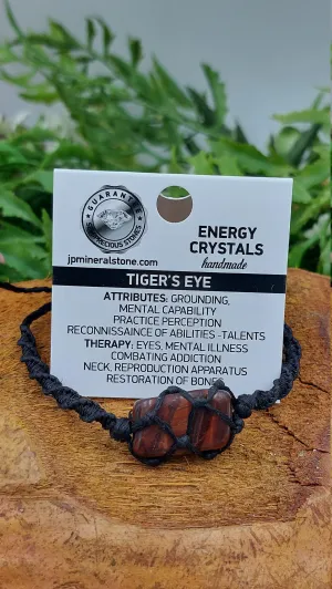 Natural Red Tiger's Eye Handmade Wrap It Macrame Bracelet Healing Crystal Accessories Zodiac Mineral Stone