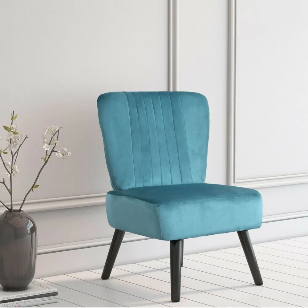 Neo Ragusa Teal Crushed Velvet Shell Accent Chair