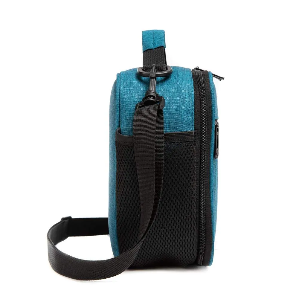 (NET) Blue Insulated Lunch Bag For With Shoulder Strap