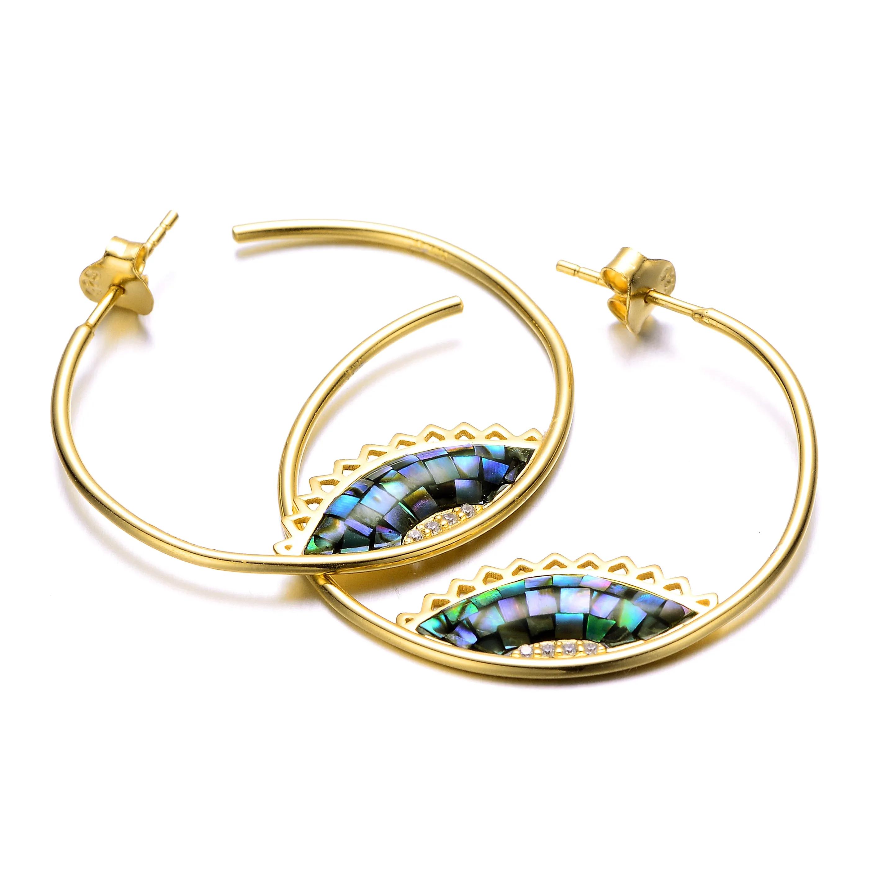 Océan Abalone Shell Inlaid Hoop Earrings