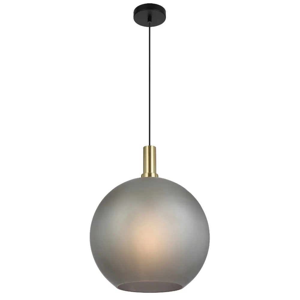 Patino 40cm Gold and Black with Grey Smoke Glass Modern Pendant