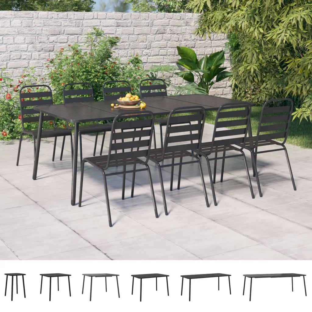 Patio Table Outdoor Patio Dining Table for Lawn Garden Anthracite Steel