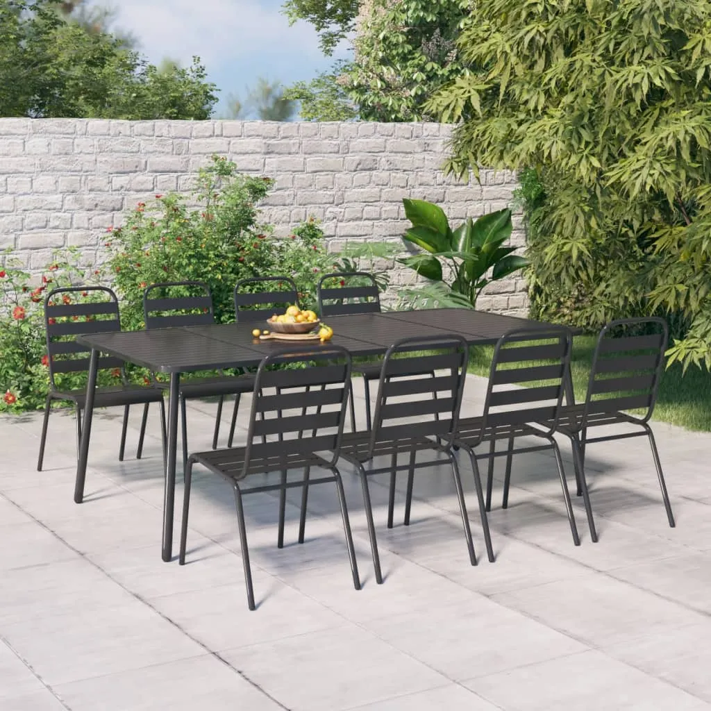 Patio Table Outdoor Patio Dining Table for Lawn Garden Anthracite Steel