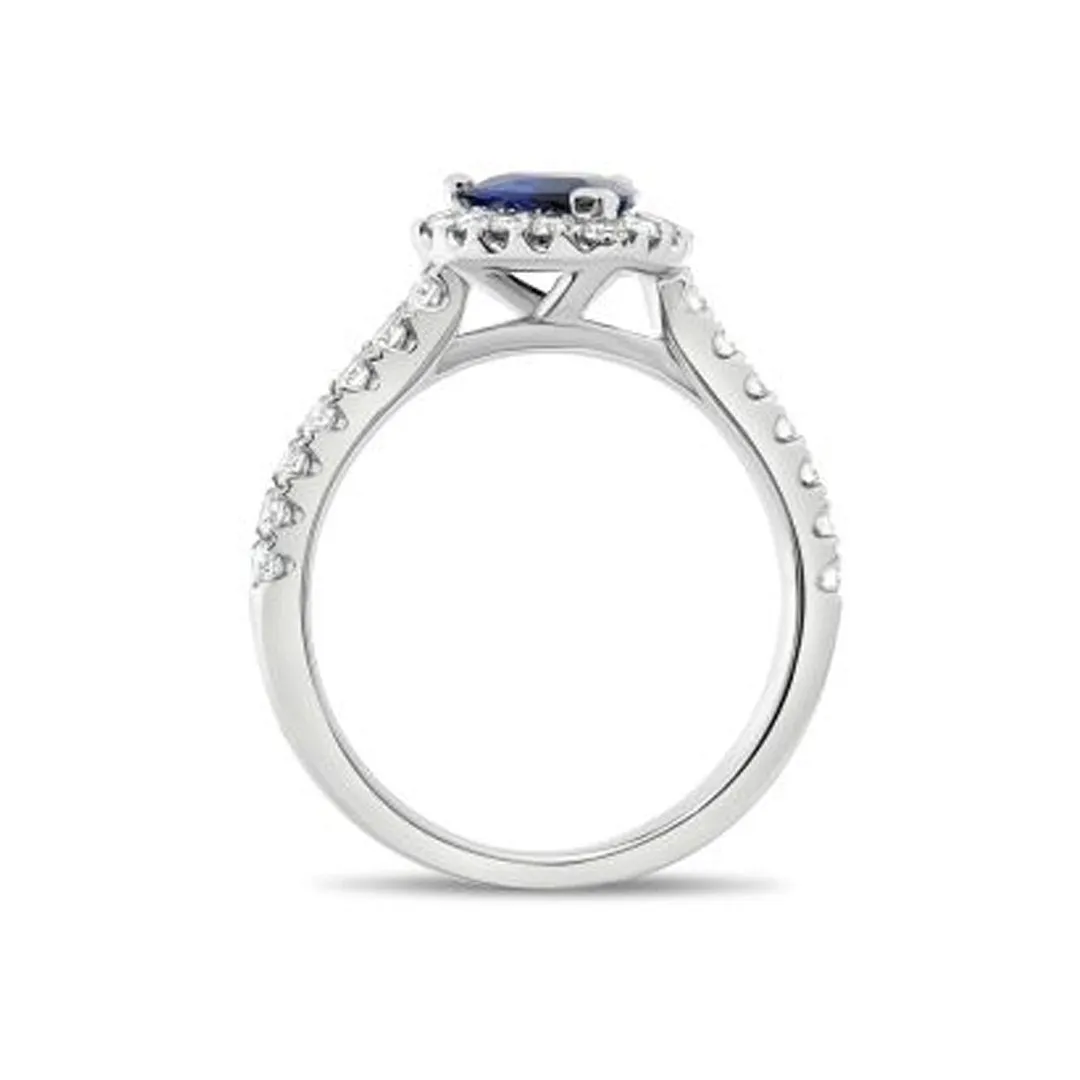 Pear Blue Sapphire & Diamond Halo Ring | M10278777