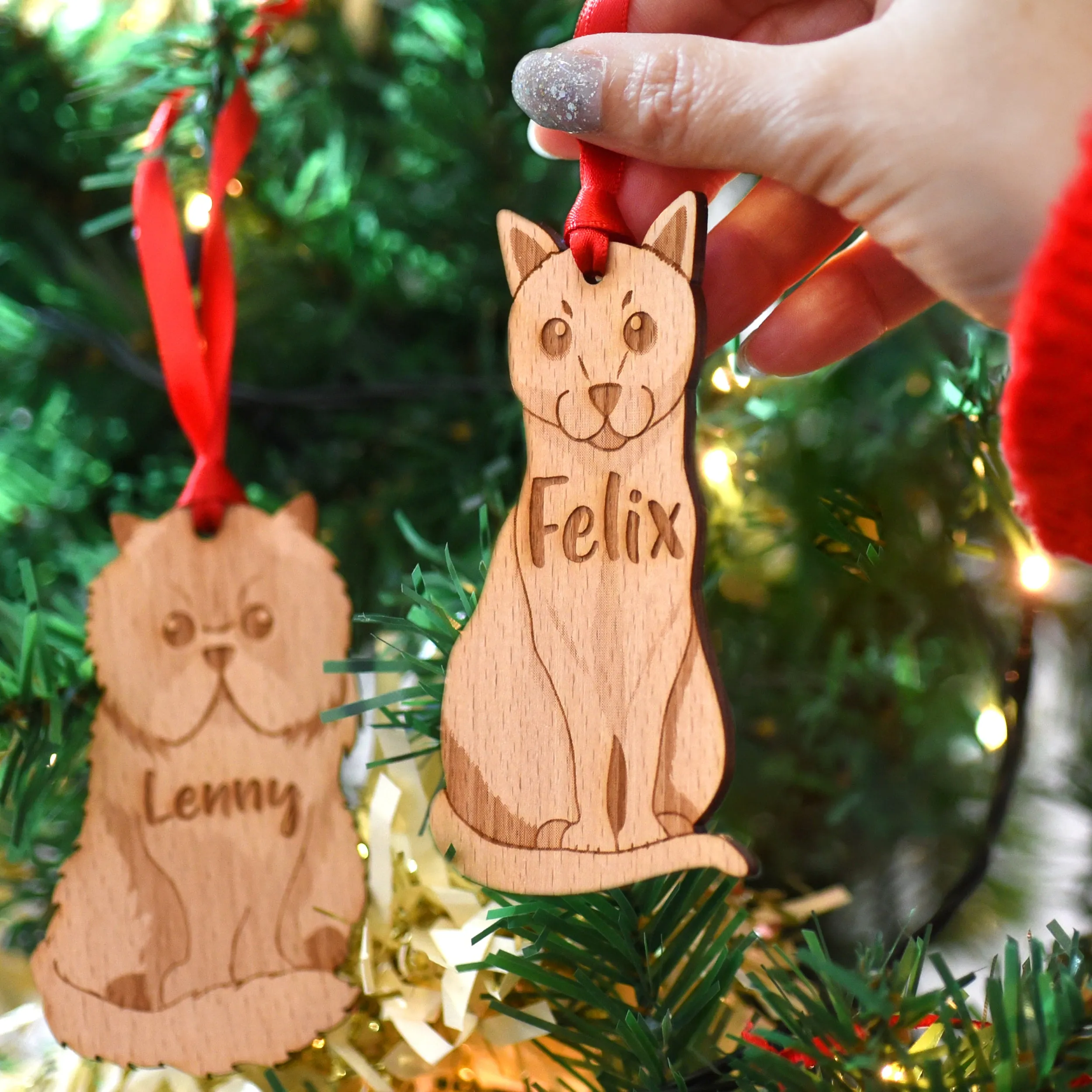 Personalised Cat Breed Wooden Decoration