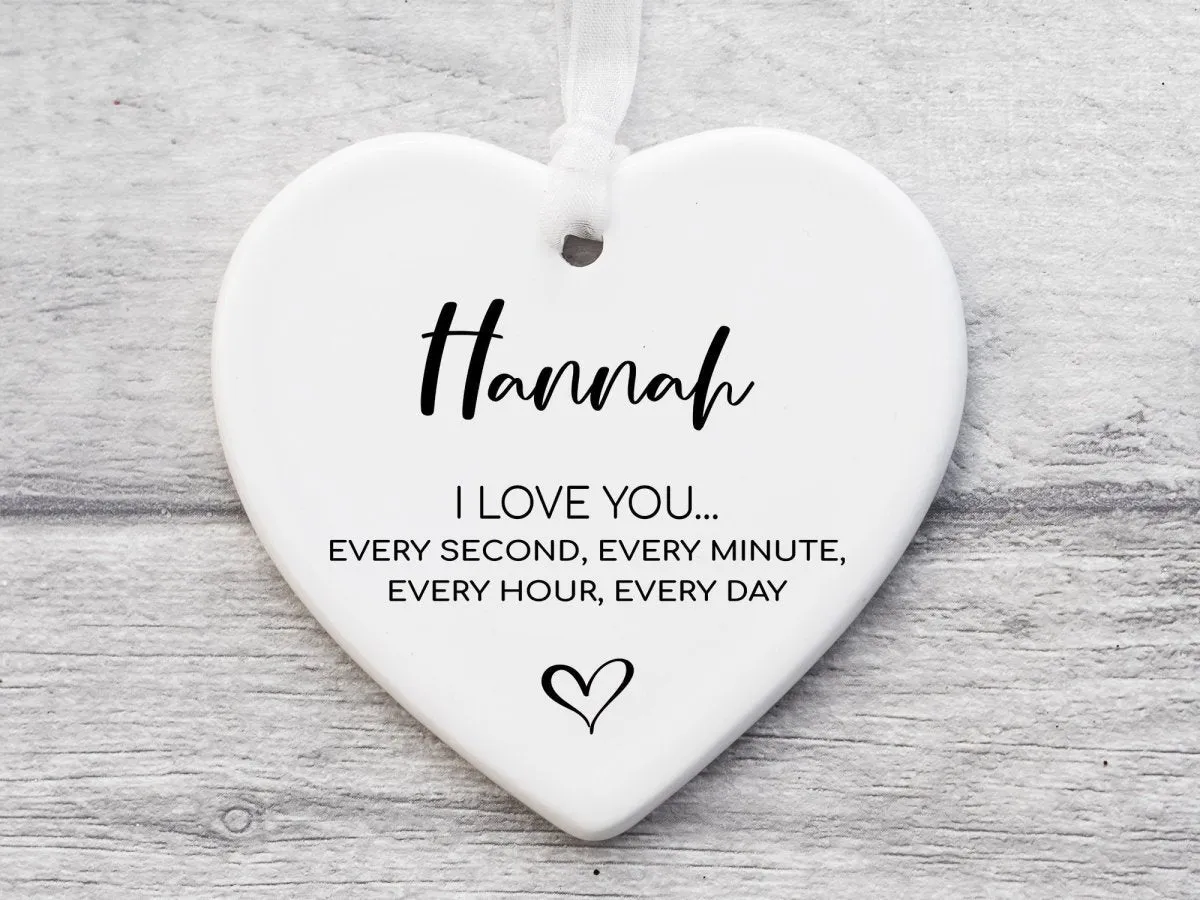 Personalised Ceramic Heart - Anniversary & Birthday - 'I Love You' Keepsake