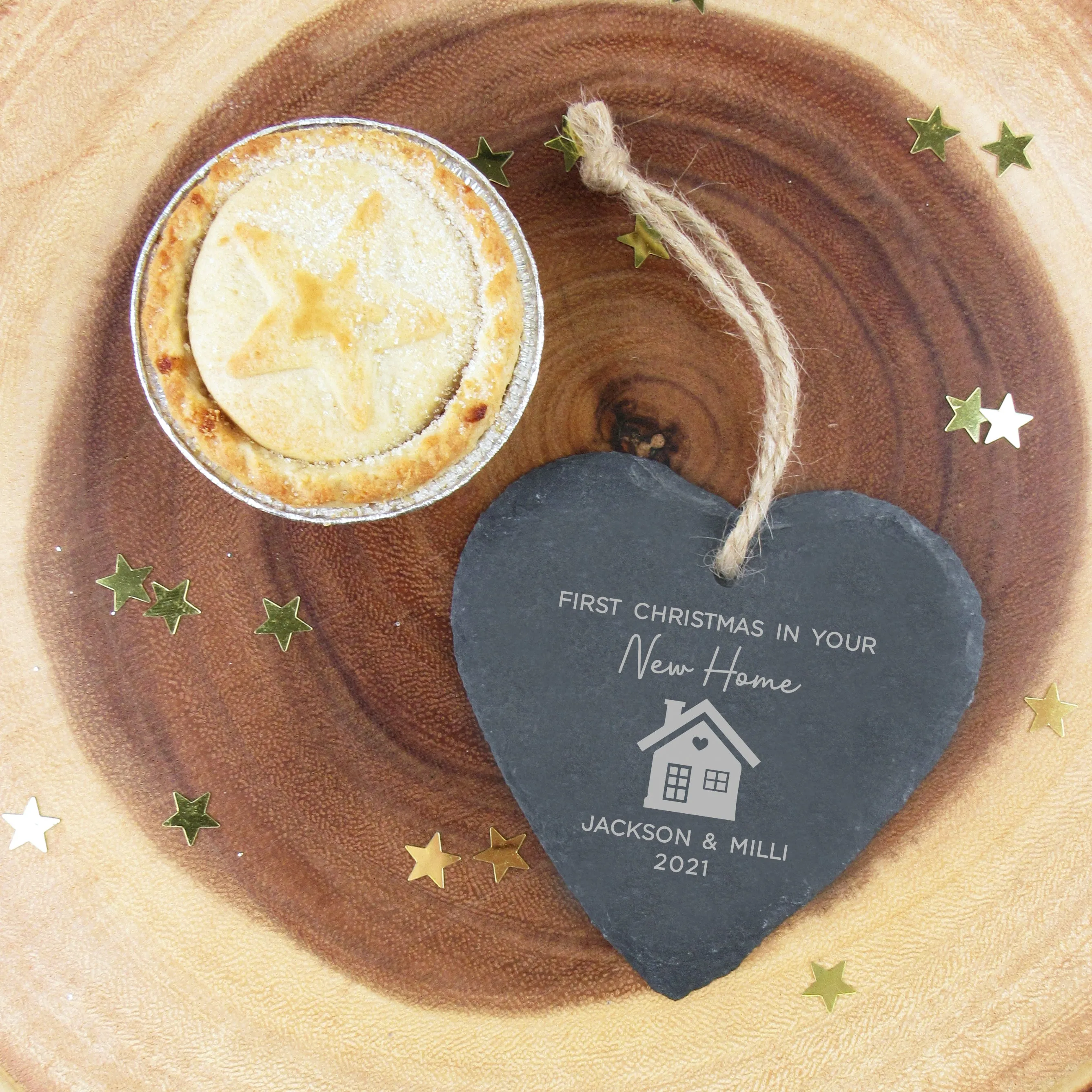 Personalised 'First Christmas in Your New Home' Slate Star Hanging Decoration