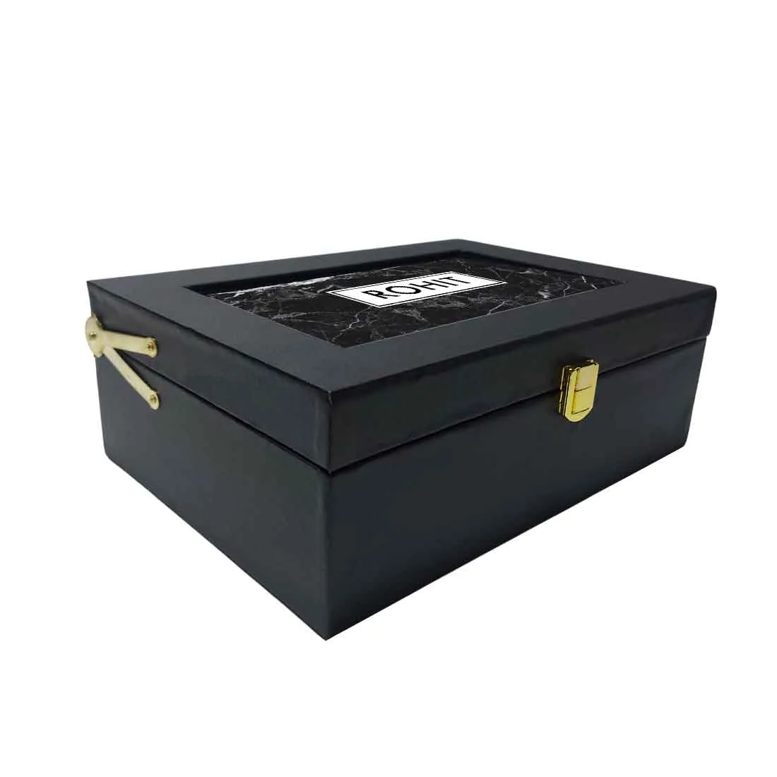 Personalised Gift Boxes Vegan Leather for Men Box - Black Marble