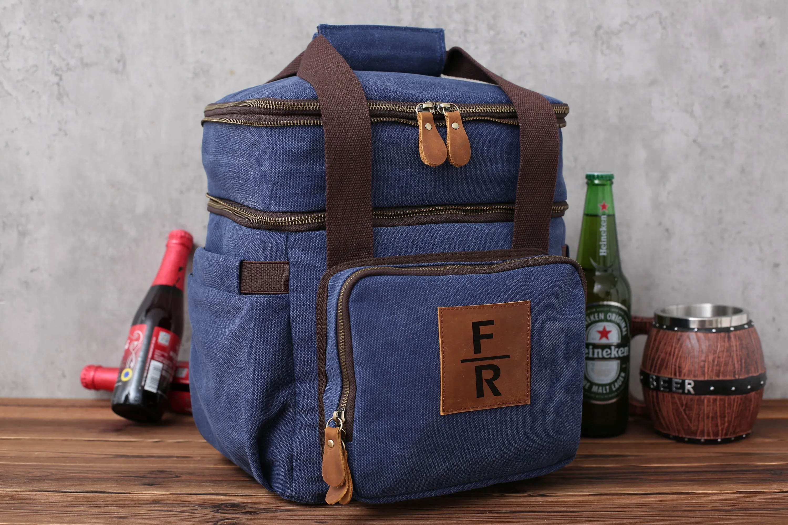 Personalized Beer Cooler Bag, Groomsmen Gift, Monogrammed Insulated Cooler Bag, Custom Gift for Men