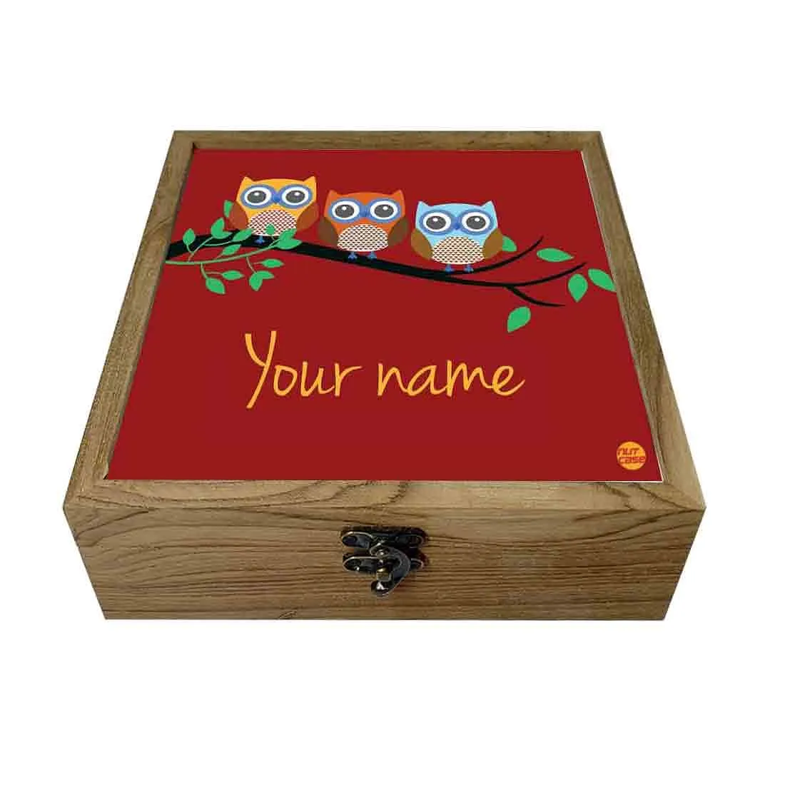 Personalized Passport Cover Combo - Small Owls Red