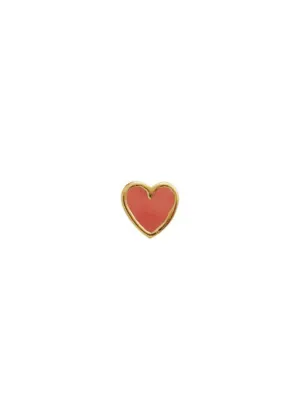 Petit Love Heart Coral Enamel - Gold