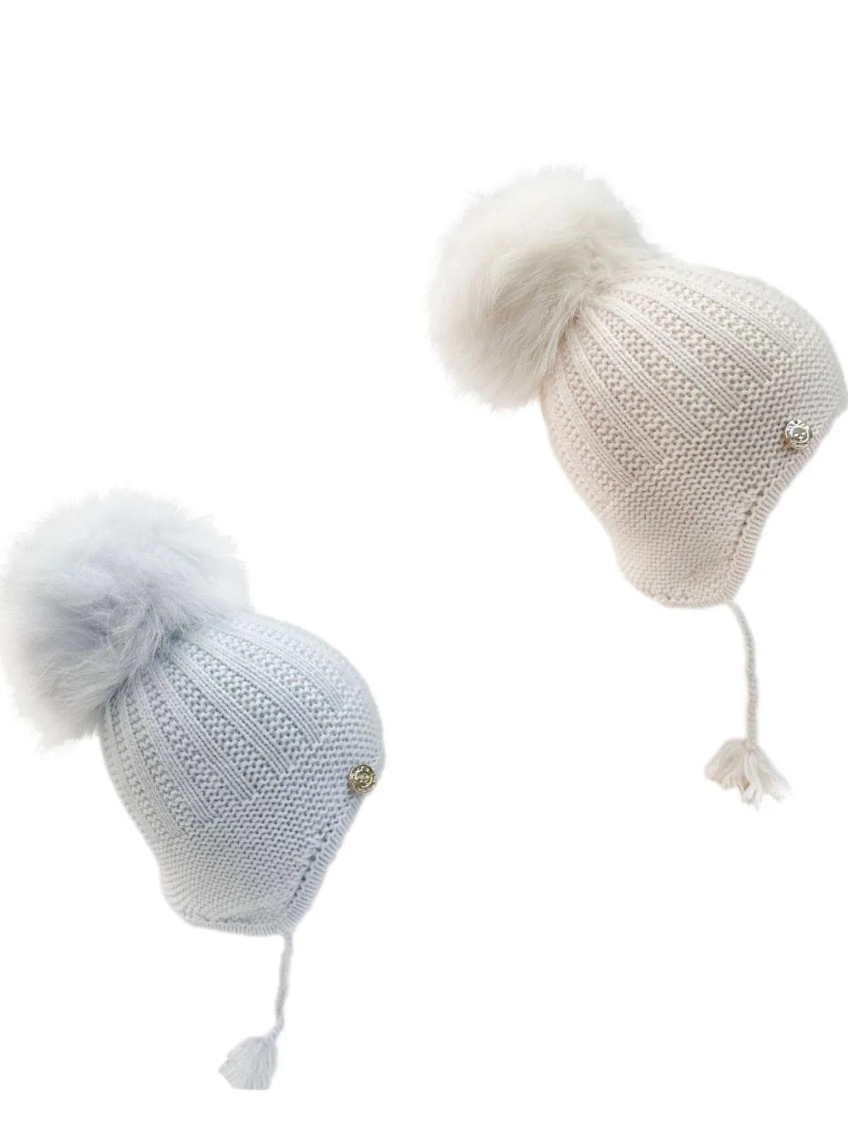 Petite Maison Kids Cream 'London' Faux Fur Fur Pom Aviator Hat