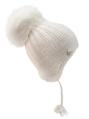 Petite Maison Kids Cream 'London' Faux Fur Fur Pom Aviator Hat