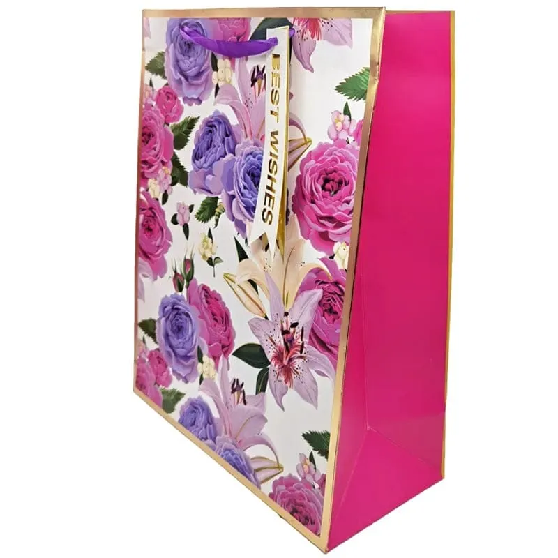 Pink Floral Gift Bag for Wedding, Birthday, Party Supplies and Gifts Medium - 80214124153