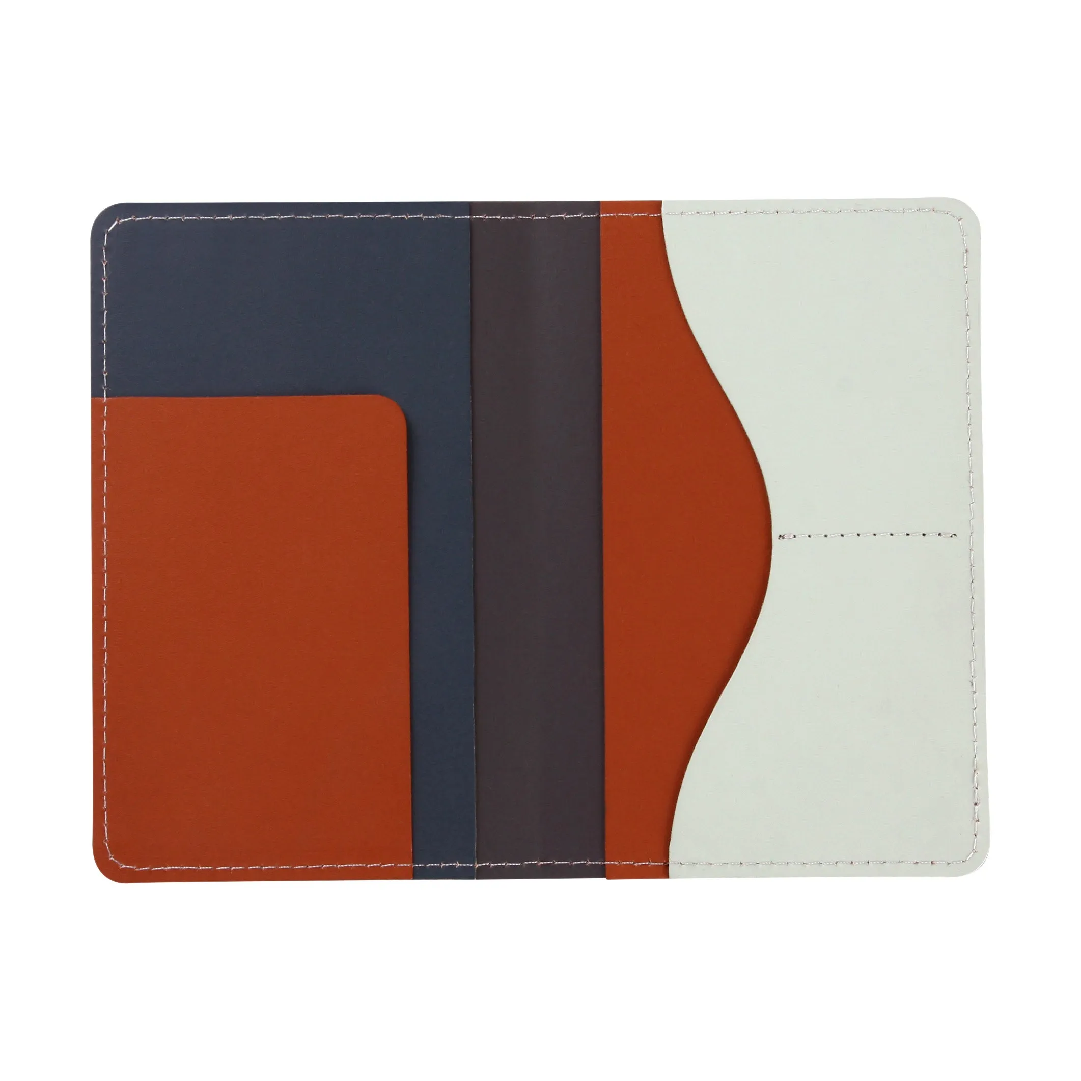 Primary Recycled Leather Passport Case - Blue/ Red