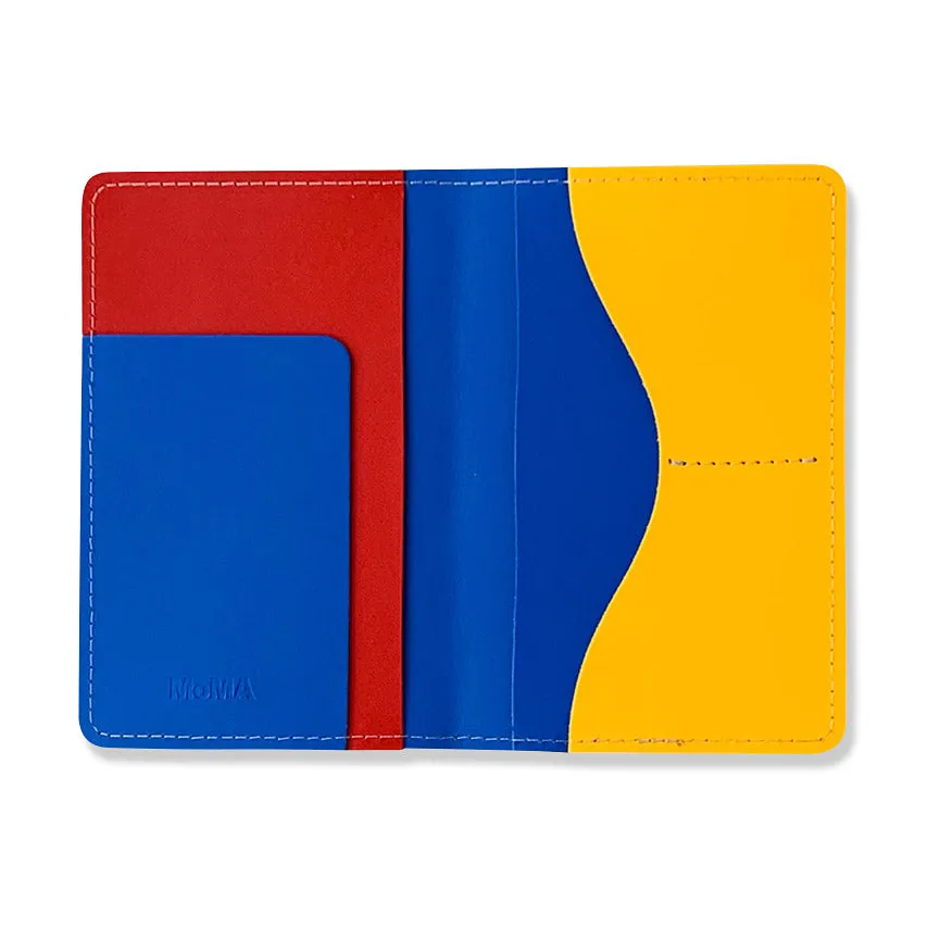 Primary Recycled Leather Passport Case - Blue/ Red