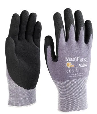 Protective Industrial Products Large MaxiFlex Ultimate by ATG 15 Gauge Coated Work Gloves With Gray Nylon And Lycra Liner, Black Micro-Foam Nitrile Coated Palm And Fingertips And Continous Knitwrist