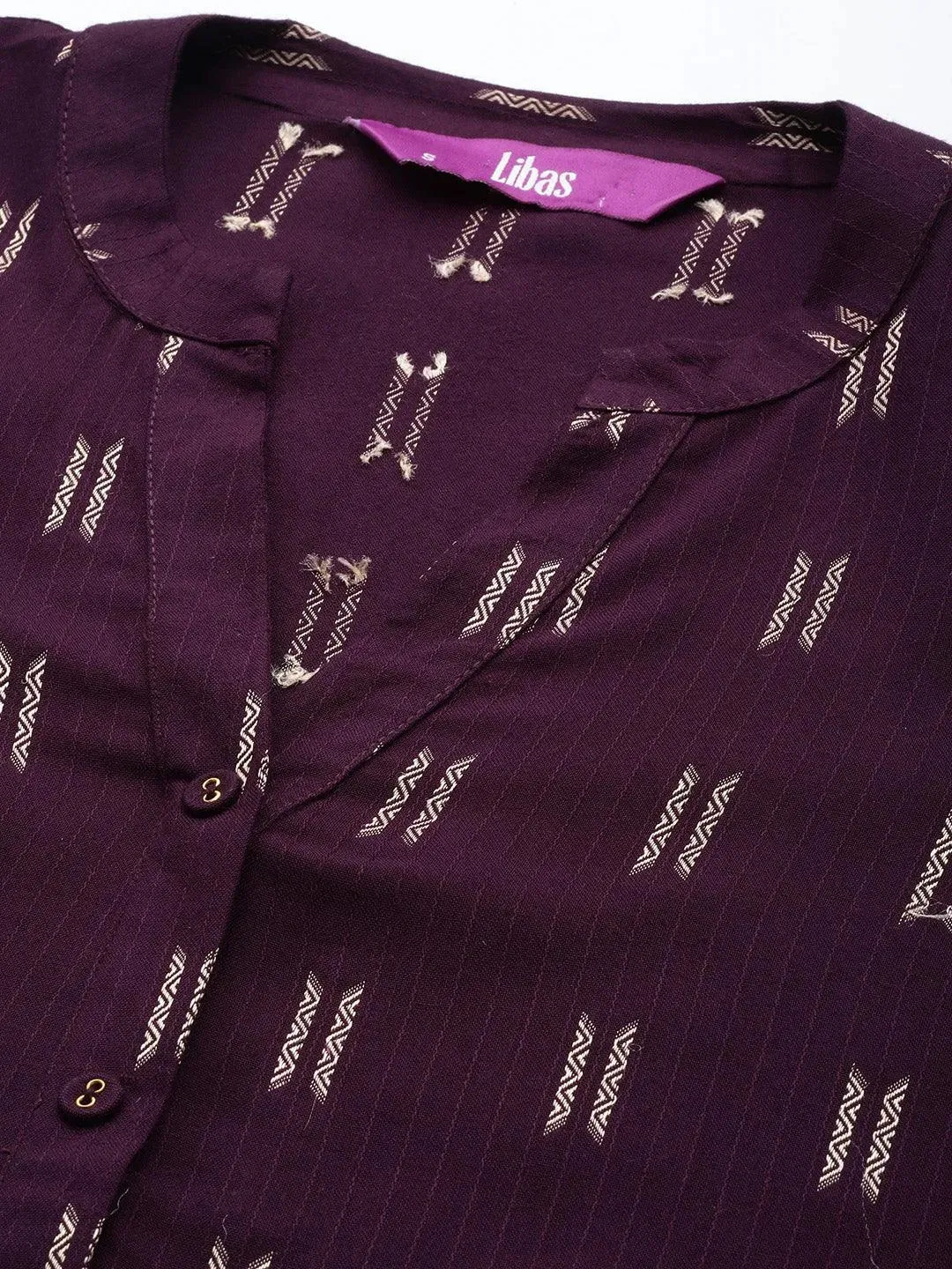 Purple Woven Design Rayon Straight Kurta