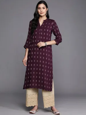 Purple Woven Design Rayon Straight Kurta