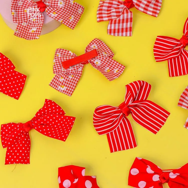 Red Glamorous Bow Hair Clips