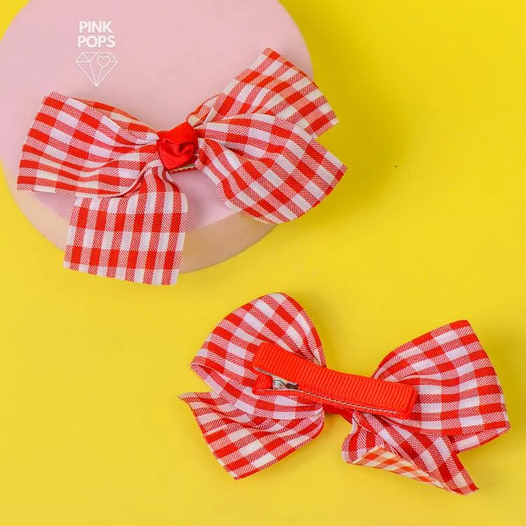 Red Glamorous Bow Hair Clips