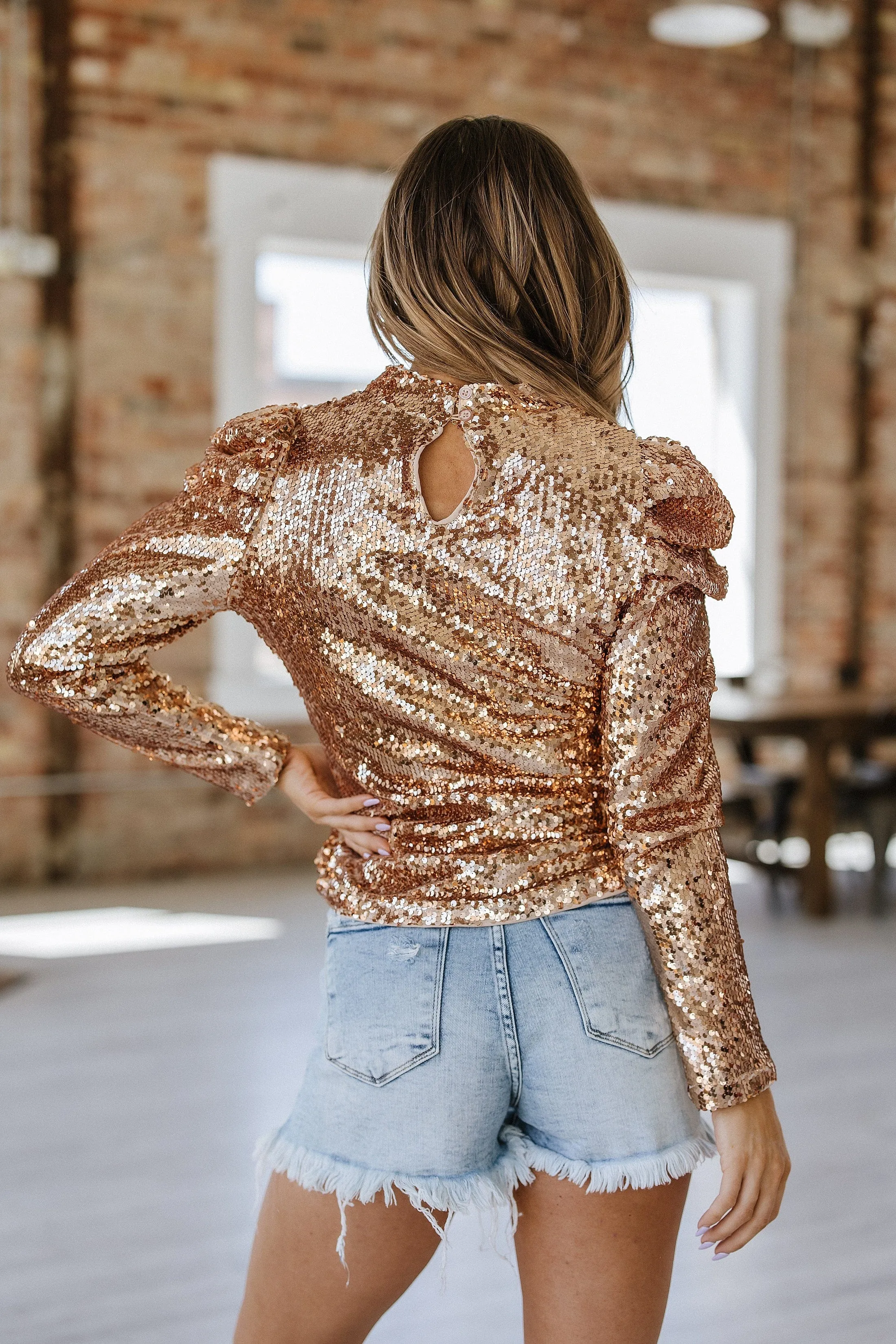 Ridley Sequin Puff Sleeve Top | S-2XL | PRE ORDER