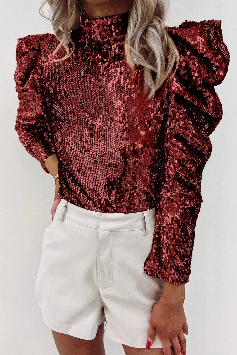 Ridley Sequin Puff Sleeve Top | S-2XL | PRE ORDER