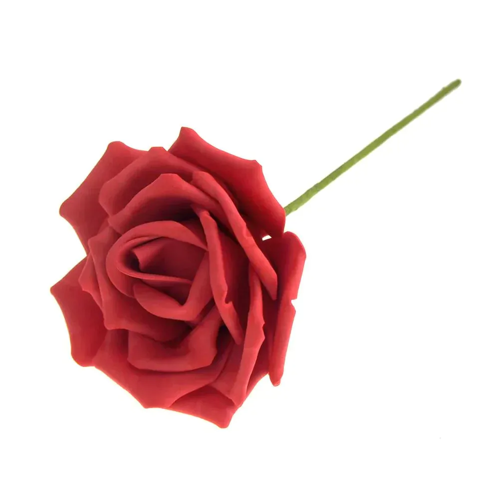 Rose Foam Flower with Stem, 6-Inch