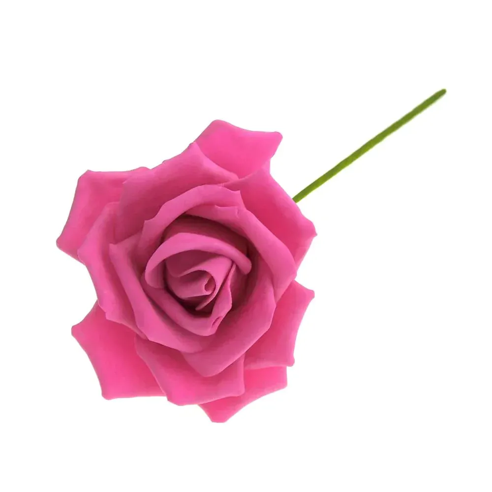 Rose Foam Flower with Stem, 6-Inch