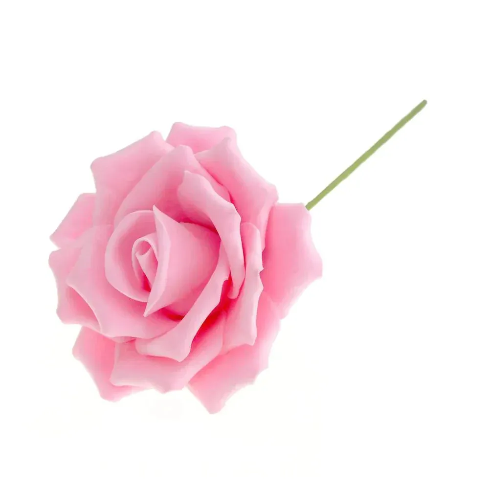 Rose Foam Flower with Stem, 6-Inch