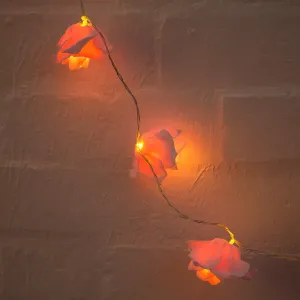 Roses Fairy Light Garland in Pink, 10 Warm White LED's