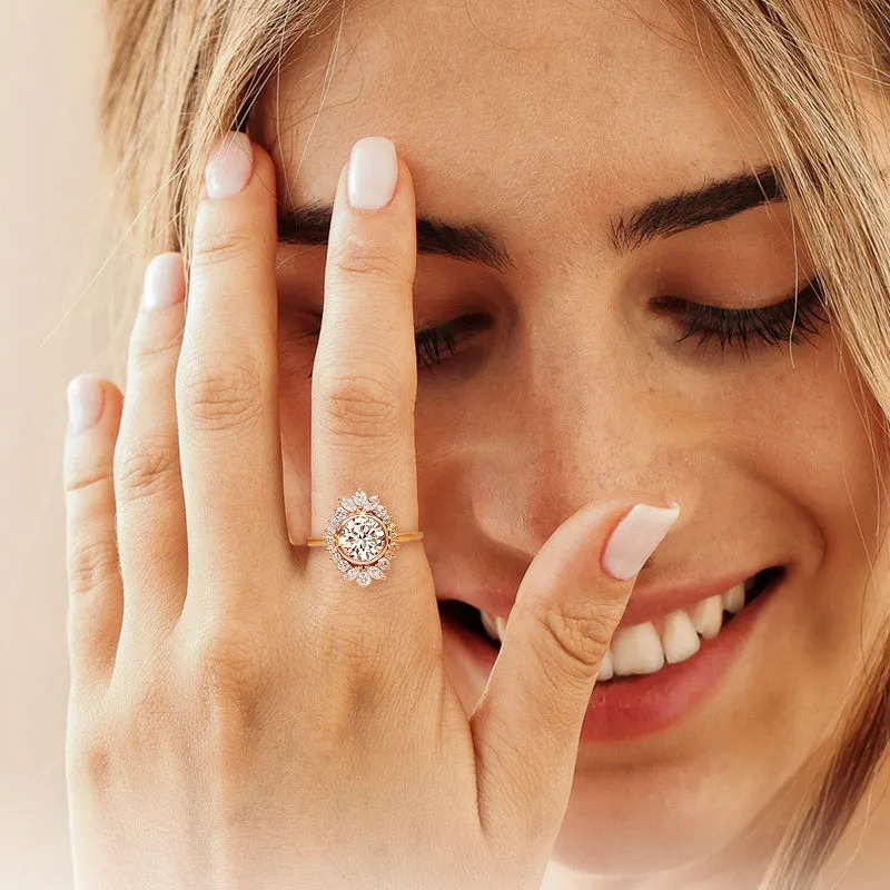 Round Lace Vintage Engagement Ring in Sterling Silver