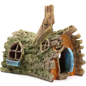 RQ001 Wooden House Aquarium Decoration 14x11x13cm