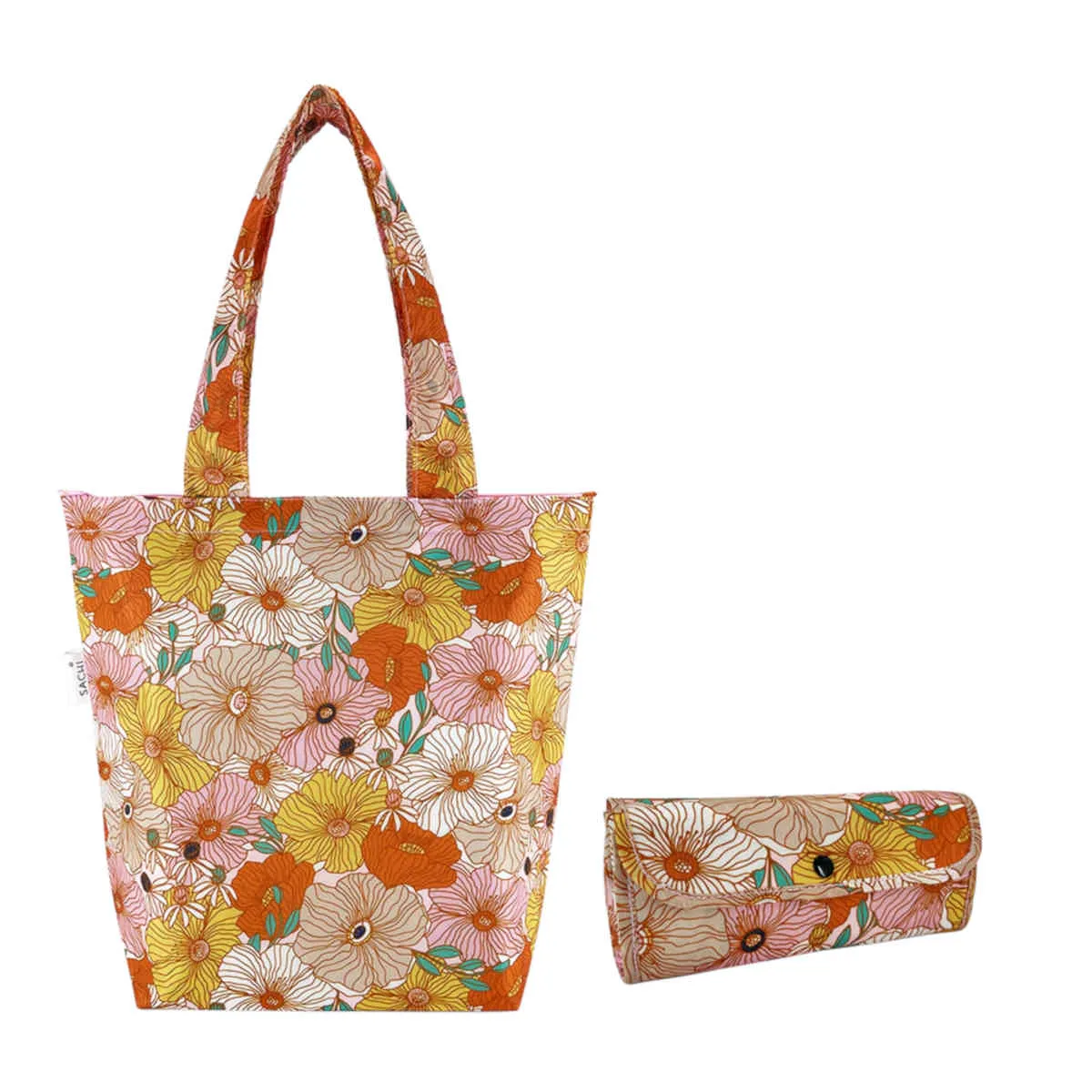 Sachi Insulated Folding Market Tote Retro Floral