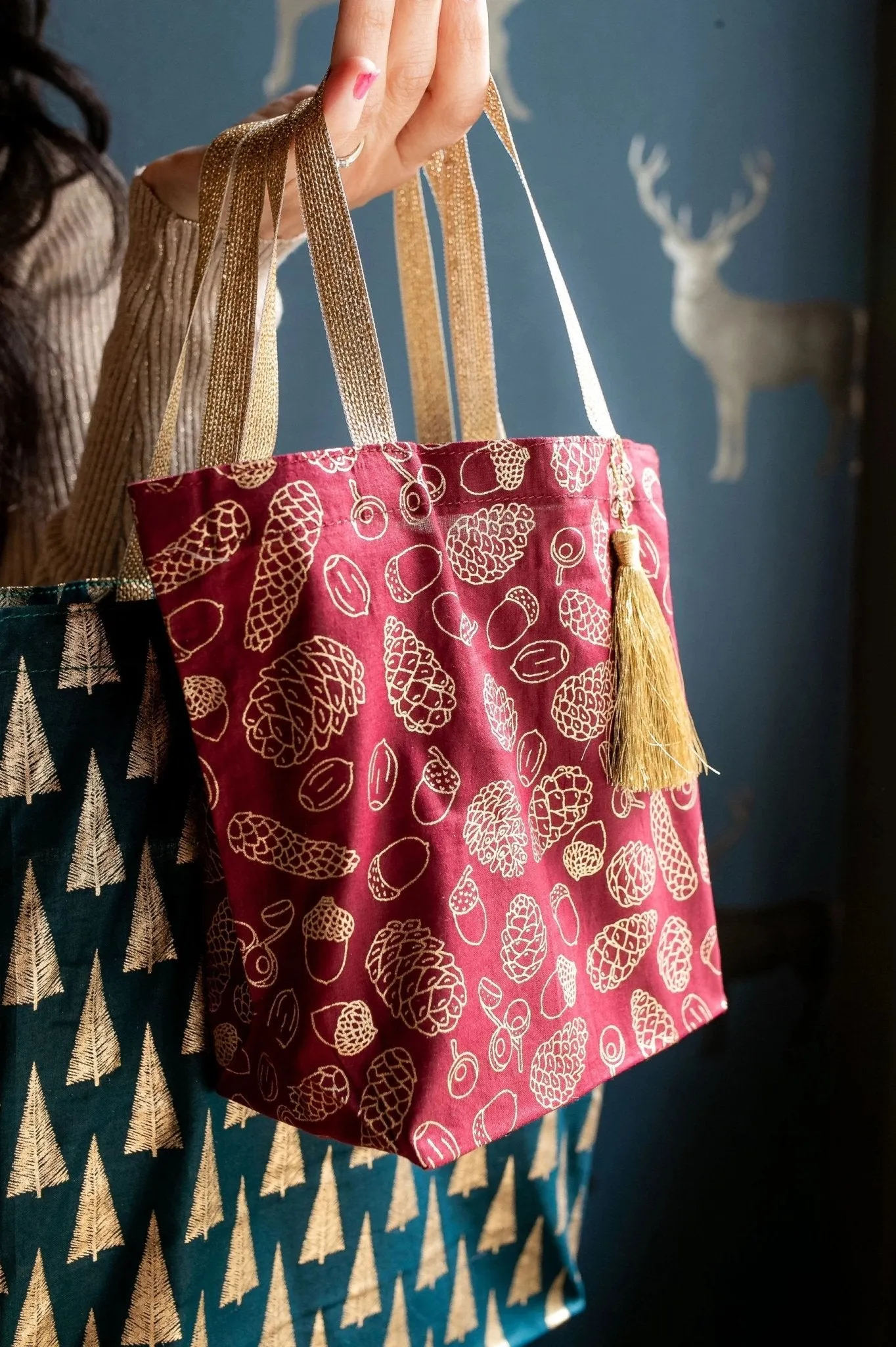 Scarlet Woodland Reusable Gift Tote Bags by Paper Mirchi