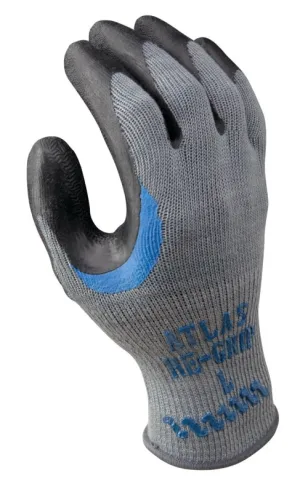 Showa 330L-09.RT Work Gloves, L, Reinforced Crotch Thumb, Knit Wrist Cuff, Natural Rubber Coating, Black/Gray :PR: QUANTITY: 1