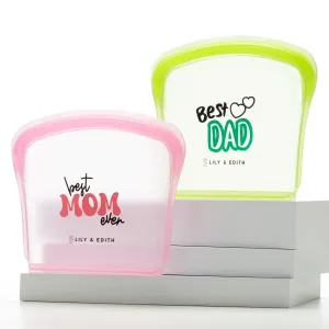 Silicone Reusable Sandwich Bag 2-Pack | Mom Dad