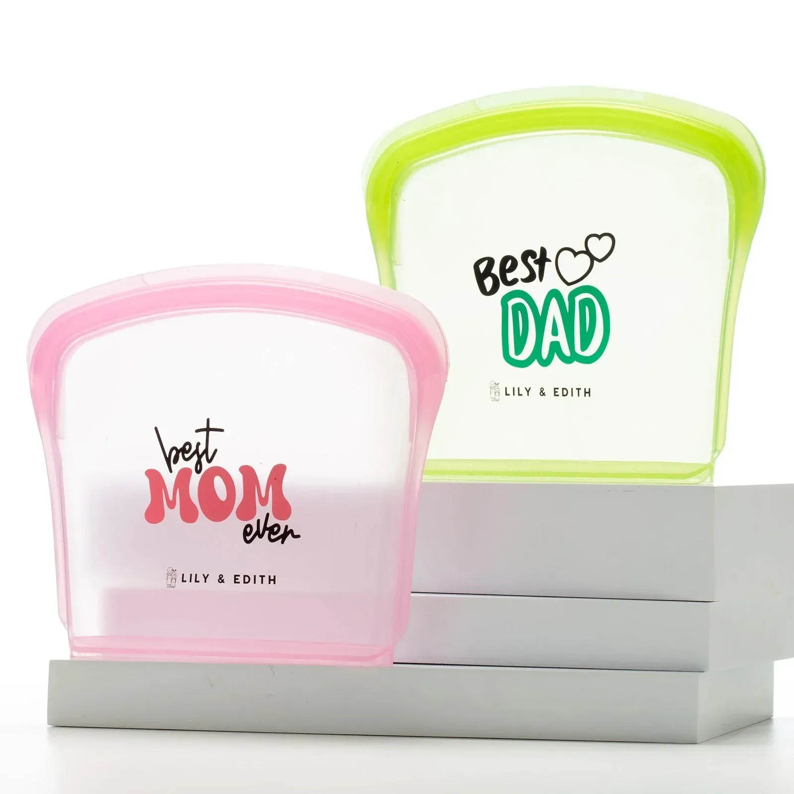 Silicone Reusable Sandwich Bag 2-Pack | Mom Dad