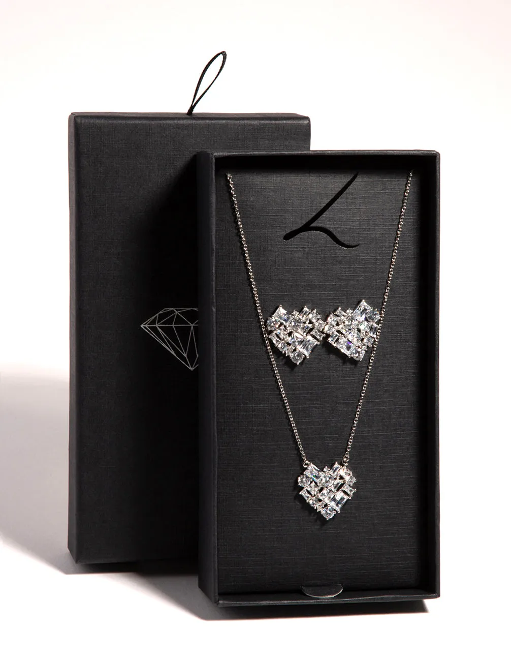 Silver Heart Mosaic Necklace & Earring Set