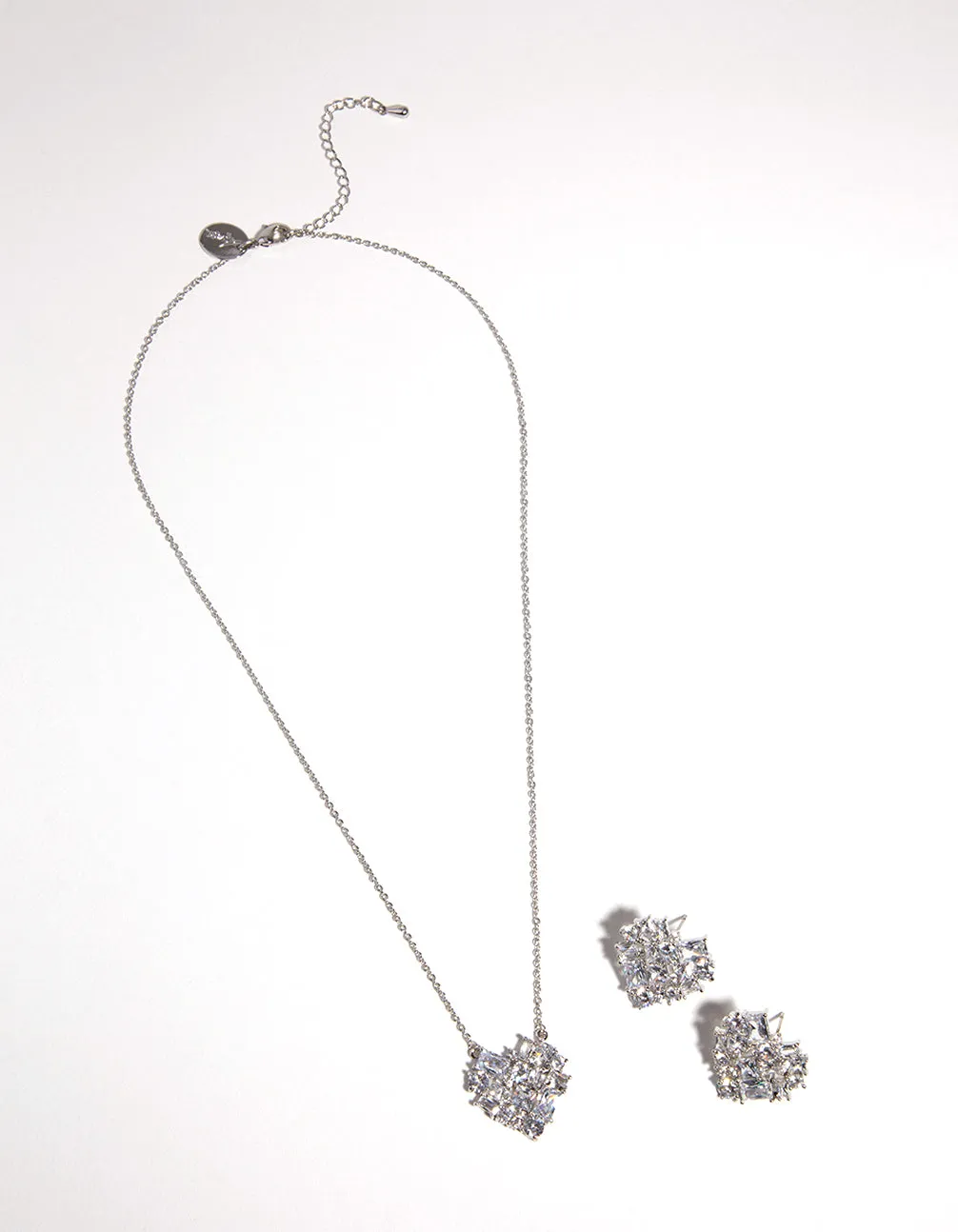 Silver Heart Mosaic Necklace & Earring Set