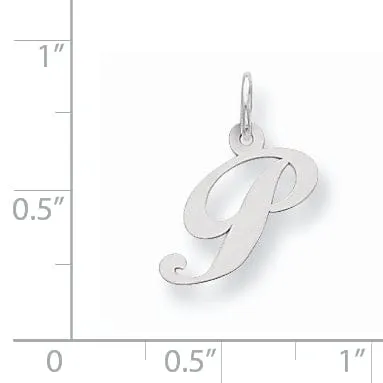 Silver Small Fancy Script Initial P Charm