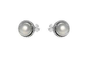 Silver Tali Pearl Stud Earrings