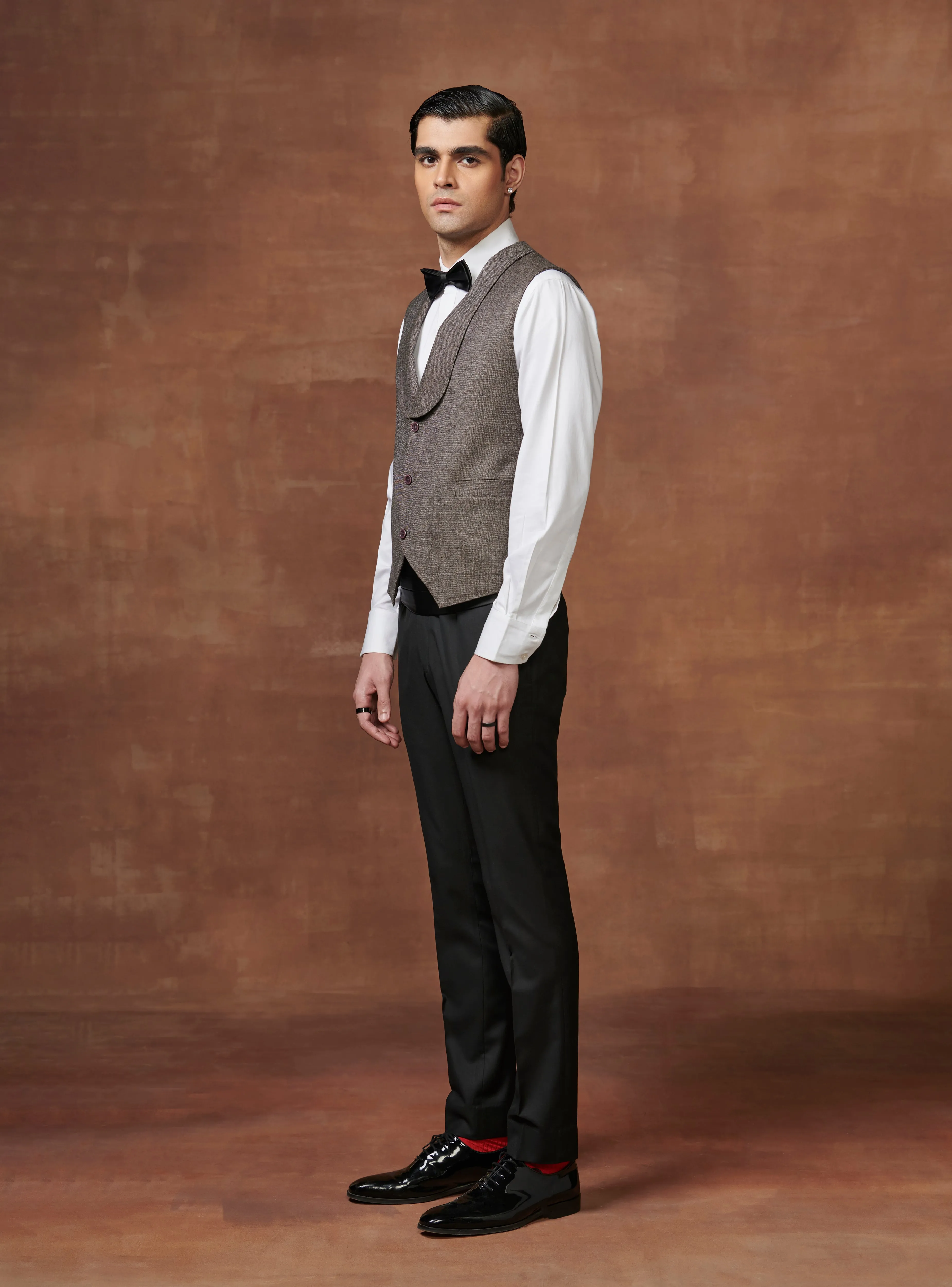 SILVERED SERENADE V-SHAPED DINNER WAISTCOAT