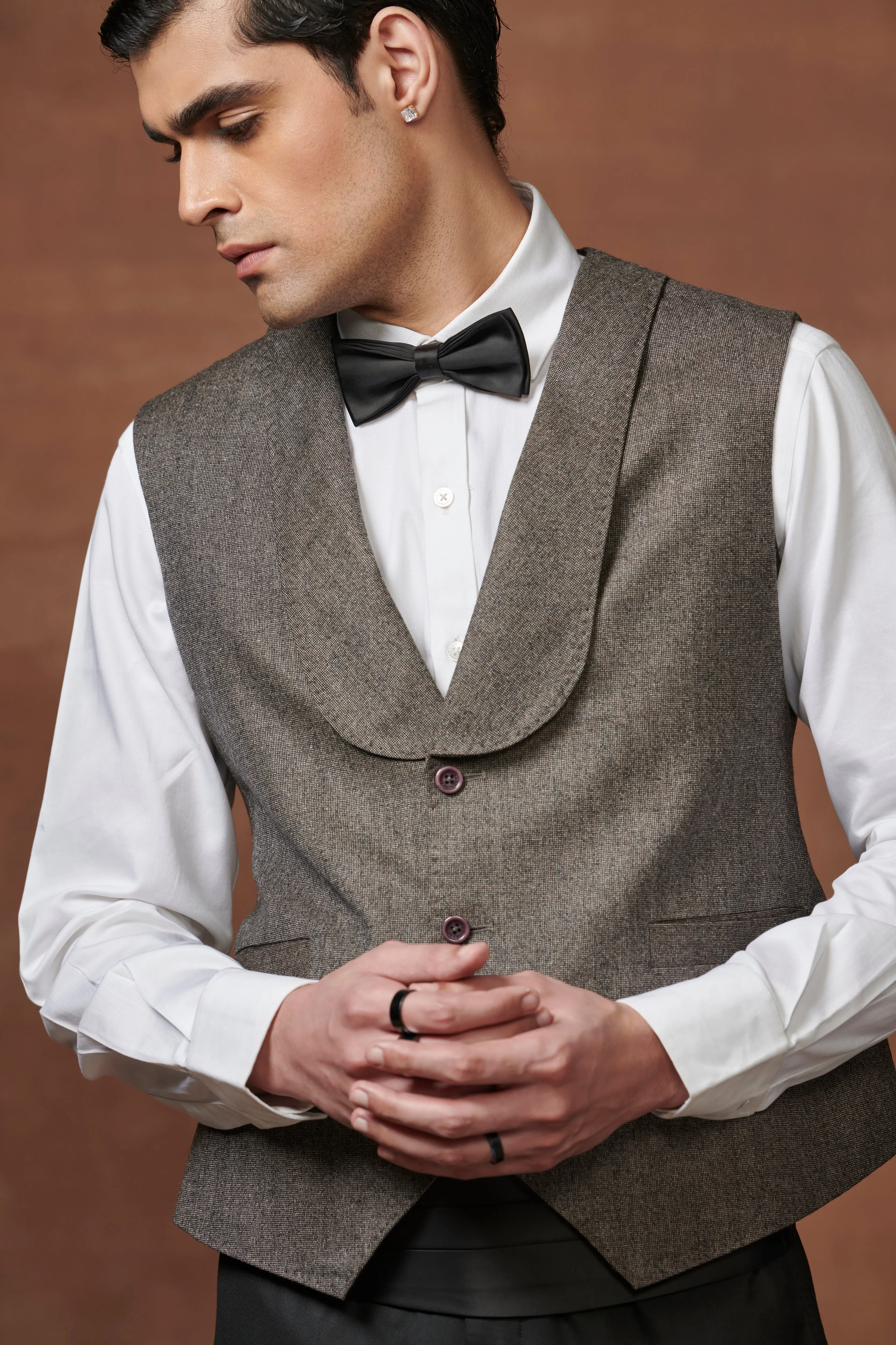 SILVERED SERENADE V-SHAPED DINNER WAISTCOAT