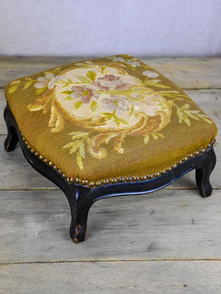 Small Napoleon III footstool with cross stitch upholstery