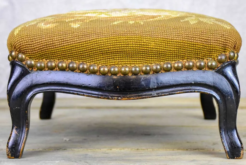 Small Napoleon III footstool with cross stitch upholstery